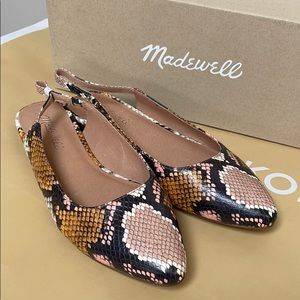 Madewell Margo Snakeskin Embossed Slingback Flats